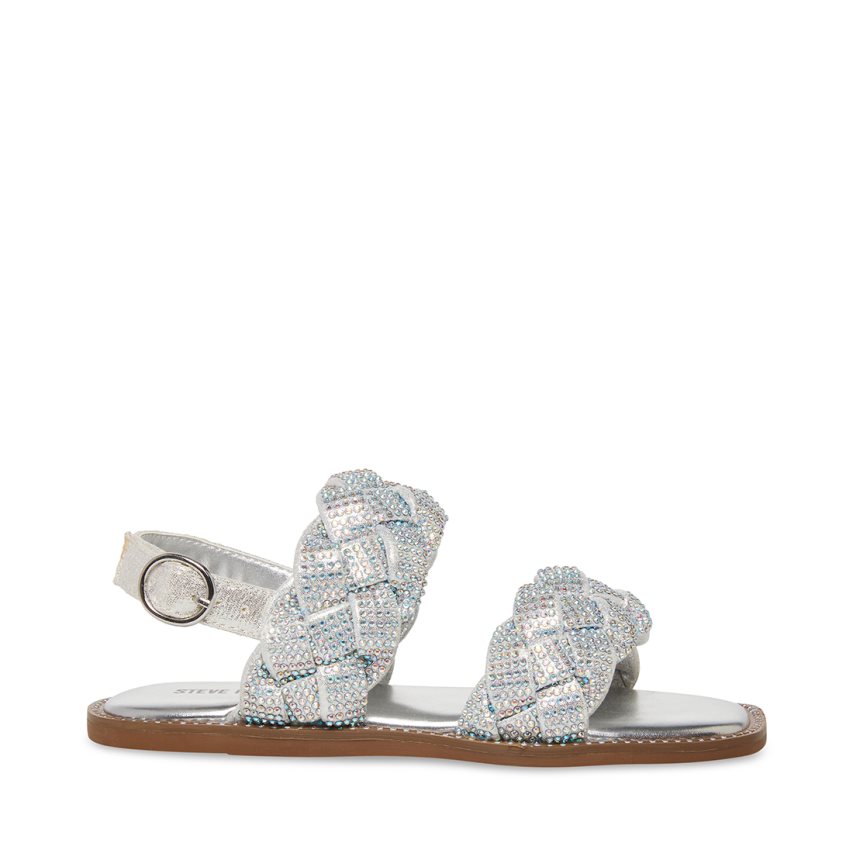 Silver Steve Madden Jnewbie Kids\' Flat Sandals | PH 9584TQY